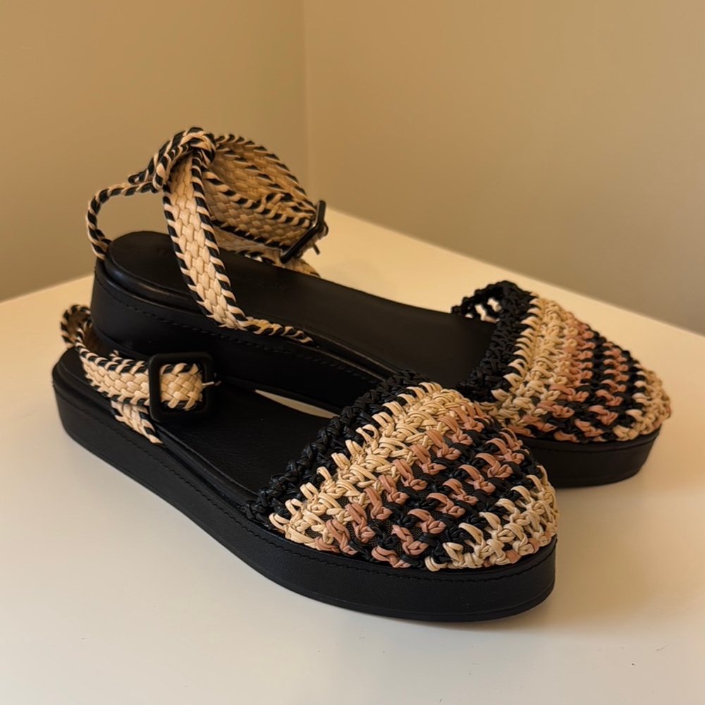 Ulla Johnson Polonio Black and Tan Sandals